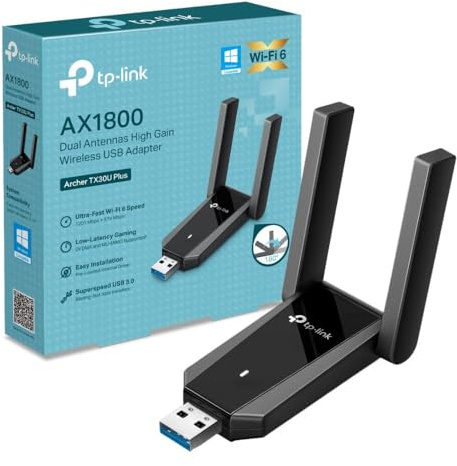 TP-Link Archer TX30U Plus AX1800 USB WiFi Dongle for PC, 6 Dual Band WiFi Adapter for PC with 2 Adjustable Antennas,3.0,MU-MIMO and OFDMA,Encryption Security,Plug and Play