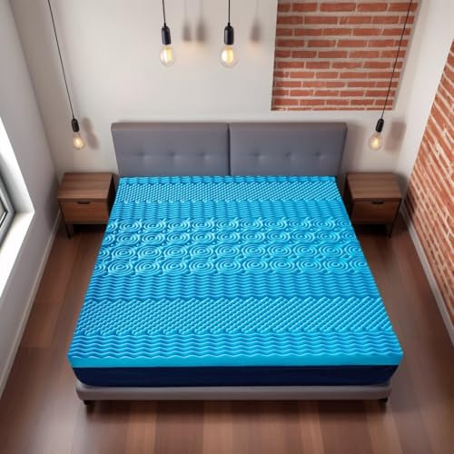 Luxury 7 Zone Memory Foam Mattress Topper SuperKing 198cm x 203cm Approx - Egg Crate Orthopedic Matress Topper Bed OEKO-TEX, Soft 4cm Thick for Back Pain