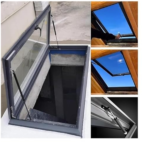 Skylight Roof Window， Attic Small Roof Escape Hatch Cover, Basement Daylighting Door, Flush Mount Underground Lighting Well Window(140x60cm)