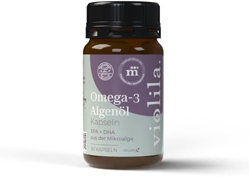 violila Omega 3 Algenöl Kapseln vegan | Hochdosiert mit DHA & EPA aus Schizochytrium sp. | Für Herzfunktion, Gehirn, Sehkraft | Mikroverkapseltes Algenöl | Optimal bioverfügbar | 90 Kapseln