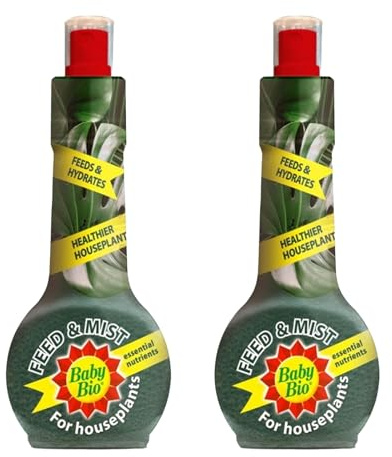 UHR Baby Bio Houseplant Feed & Mist, Feeds and Hydrates, Nutritionally Balanced, Strong & Healthy, Ready to Use Formulation, Ideal for Houseplants, Pack of 2
