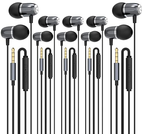 MORMOQUE EP05 Wired Earbuds 5 Pack,3.5 mm Jack Noise Isolating Earphones,in-Ear Headphones with Microphone,HD Bass Audio Ear Buds,for Small Ears canals Women,Teens Boys Girls and Adult (Black)