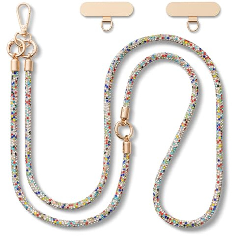 CHUQING Handykette Glitzer Handyband zum Umhängen Strass Bunt