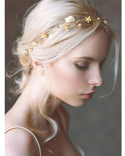 Yean Bride Wedding Hair Vine Headband Gold Leaf Bridal Accessories for Women