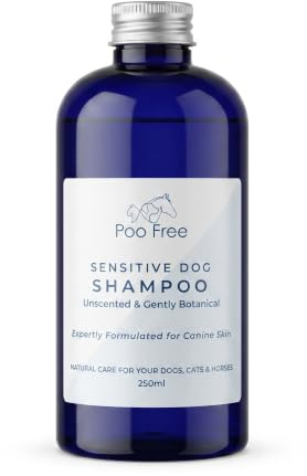 POO FREE Dog Shampoo – Ultra Sensitive & Parfümfrei – 99% Natürlicher Ursprung – pH-Balance für Allergiker – 250ml