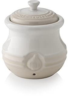 Le Creuset Bote para ajos de cerámica de gres, Meringue, 70832307160000