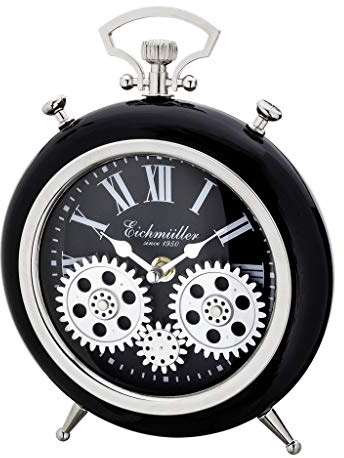 Eichmüller since 1950 Tischuhr, TU Design-25cm, Schwarz, Zahnrad