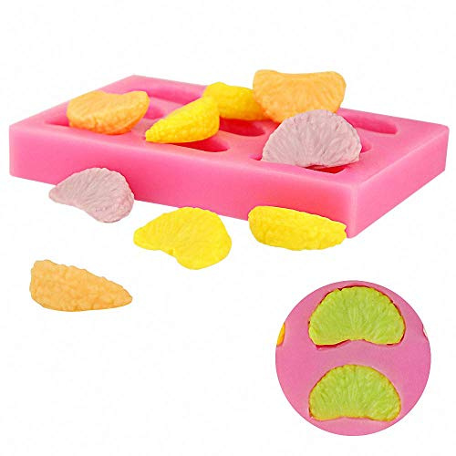 9-Cavity Tangerine Slice Fondant Mold, Mandarin Orange Segments Silicone Chocolate Candy Mold Cake Cupcake Decoration Tool Resin Polymer Clay Soap Embeds Mold