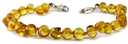 Baby J's - Sweet Honey Coloured Bracelet - Premium Adjustable Amber Bracelet/Anklet - 100% Genuine Baltic Amber - With Adjustable Clasp - 12-17cm - Knotted to Prevent Scattering