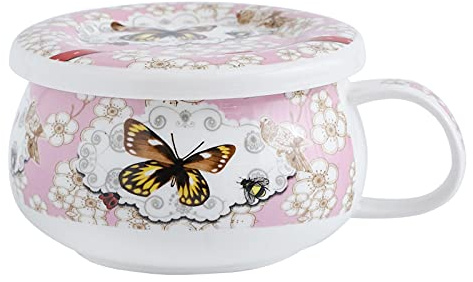 Ciotole di minestra Ciotole da minestra in ceramica da 30 oncia con maniglie, ciotola di porzione ceramica per zuppa, cereali e stufato, brodo di zuppa con coperchio Tazza di zuppa ( Color : Pink )