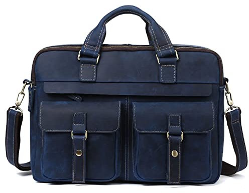 Herren Laptoptasche Arbeitstasche Handtasche, Vintage Echtes Leder Aktentasche Multifunktions Tragen Handtasche Business Crossbody Satchel 17 Zoll Laptop Schulter Messenger Bag Laptop Businesstasche S