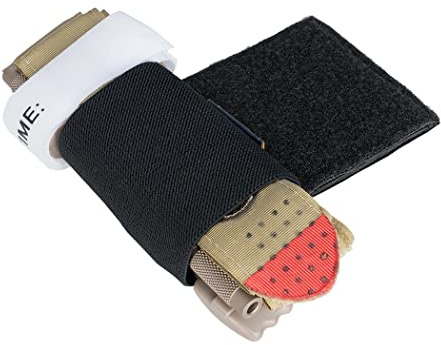 IDOGEAR Taktisk Tourniquet-hållare för tjänstgöringsbälte med elastisk krok och ögla TQ Tourniquet-påse för taktiskt bälte, väst, bröstkorg (Black)