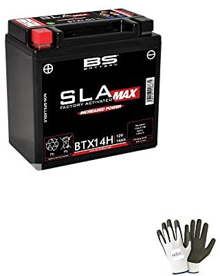 KOMPATIBEL MIT Suzuki AN Burgman 650 dal 2002 al 2020 Batterie BS BTX14H SLA MAX BEREITS MONTAGEBEREIT KOMPLETTES LADEGERÄT 14AH 12V 150X87X145MM