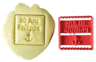 Cortador de galletas de ancla - Cuadrado - Personalizable con el nombre y la edad