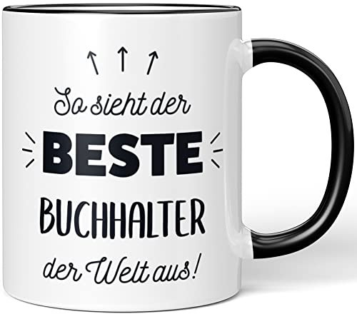 JUNIWORDS Tasse, So sieht der beste Buchhalter der Welt aus!, Schwarz (5846672)