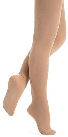 tanzmuster Ballettstrumpfhose Damen - Kira - mit Fuß - Karamell Größe L - Strumpfhose hautfarben fürs Ballett - Ballettkleidung für Erwachsene