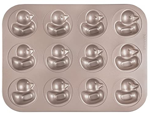 PALPLUS Duck Bird Shape Pans for Baking 12-Cavity Cake Pan Non-Stick Bake-ware Mold for Oven Baking Champagne Gold For Baking Decorating