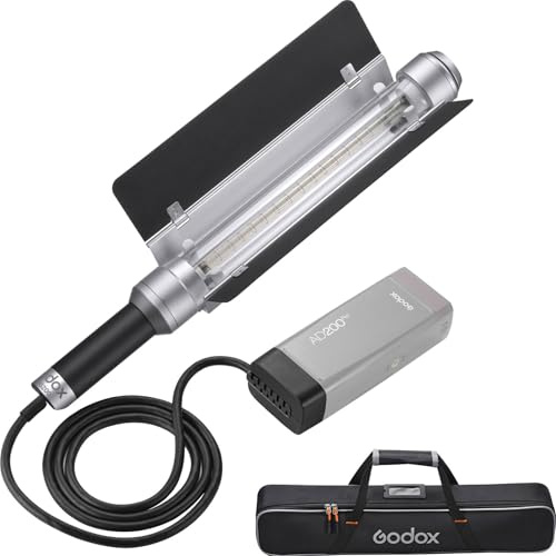 Godox AD200OPro II Accessories, Godox AD-S200 Stick Flash Head 200W 5800K for AD200, AD200Pro and AD200Pro II Pocket Flashes with Barn Door, Carry Bag