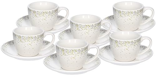Tognana Astrid, set 6 tazze caffè con piatto, new bone china, Bianco