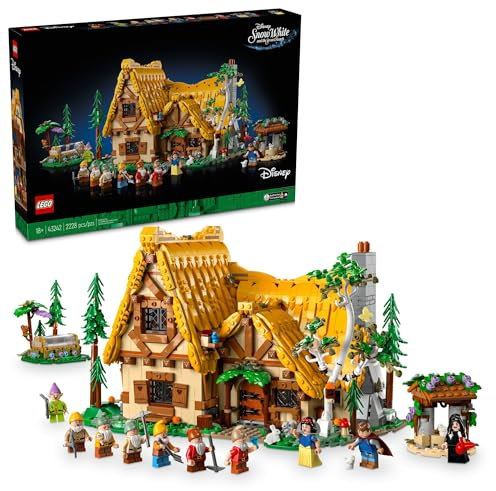 LEGO Disney Schneewittchen und die Sieben Zwerge Hütte Bauset für Erwachsene, Bauen und Ausstellen Disney Princess Set mit 10 Minifiguren inklusive Schneewittchen, Geschenk für Fans des klassischen