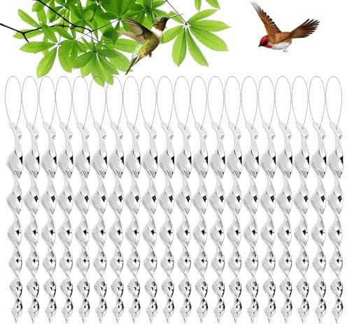 MIYUANGKJ 20 Pièces Répulsifs Eéfléchissants Spirale de Vent Répulsif Contre Les Oiseaux Centre Latéral Répulsif Hétérooptique 30cm pour Protection des Arbres Fruitiers et Fleurs