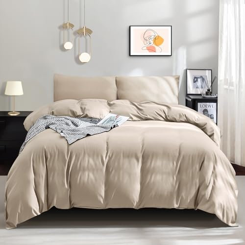 ohano Bettwäsche 135x200 2 Teilig Bettbezug Bettwäsche-Sets,Mikrofaser Bettbezug 135x200 cm + 1 Kissenbezug 80x80 cm mit Reißverschlus,kuschelig weich,Ganzjahres Bettwäsche-Sets-Khaki