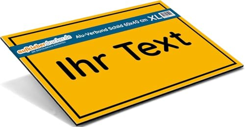 Parkplatzschild & Schild mit Wunschtext, Alu 600x400 mm, Signalgelb | personalisiertes Alu-Verbund-Schild 600x400 mm, wetterfest & UV-beständig, für Parkplatz, Einfahrt & Baustelle