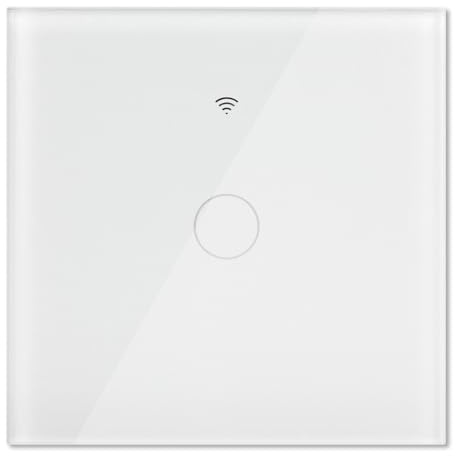 LLVE Wifi Smart Light Switch Work with Tuya, Smart Life Assistant,Wall White Single Touch Light Switch,Tempered Glass Panel with LED Backlight, 1-Gang 1-Way, 240V AC/300W