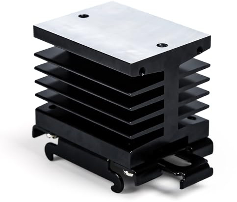 Telituny SSR Kühlkörper Für 10-40A Solid State Relais, Einphasiges Aluminium Ableitungskühler, Verdickte Seitenwand SSR-Halbleiterrelais-Kühlerplatte Kühler Kühlerbasis für Solid State Relaismodul