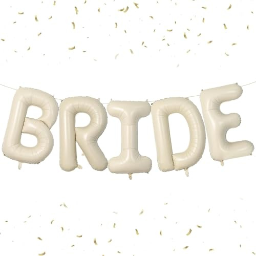 DazzJoy Bride to Be Deko Luftballon, 16 Zoll Cremeweiß Bride Buchstaben Ballons, Junggesellenabschied Frauen Ballon, JGA Deko Folienballon, Bride Luftballons für Bachelorette Party Deko, Hochzeit Deko