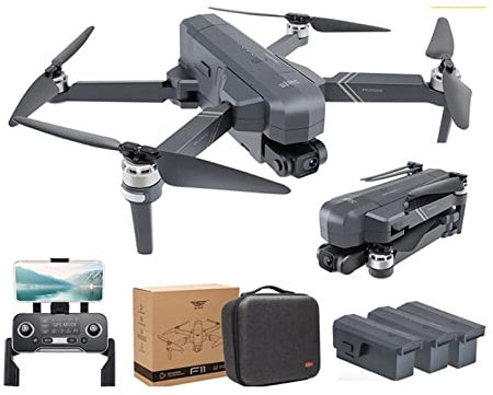 Msuiiixcccc F11 Pro 4K GPS Drones 5G FPV Transmission Quadricoptère avec 2 Gimbal Caméra Follow Me Auto Return RC Toys pour Enfant Cadeau (Couleur : F11S 4K 3B 64GB Case)