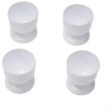 Lot de 4 ou 8 coquetiers en plastique léger pour support d'œufs, ustensiles de cuisine, pour petit déjeuner, fête, dîner - Blanc