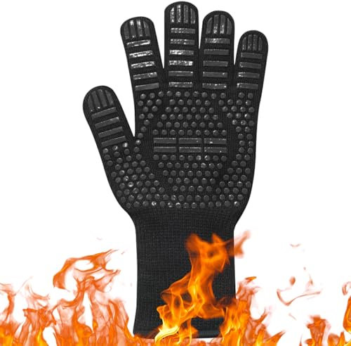 Long Wrist Oven Gloves Heat Resistant Oven Mitts Up to 800°C / 1472°F Heat Resistant Gloves Non-Slip Silicone BBQ Gloves Heat Proof Gloves Fire Gloves for Wood Burners Cooking Baking (1)