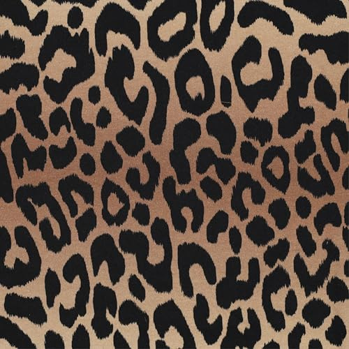 1m French Terry Sweatstoff - keine Meterware- Designs Sommersweat zum Nähen (Leoprint Light Brown F003)