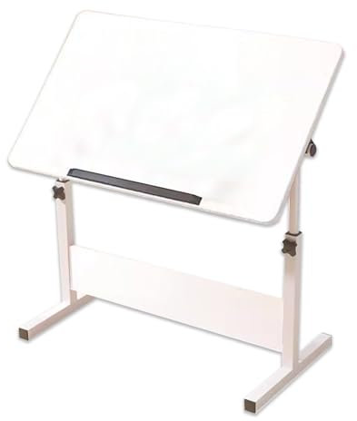 Verstellbarer Zeichentisch für Künstler, weiß, 49,8 x 79,8 cm, verstellbare Höhe und Winkel, ideal für Zuhause, Büro oder Studio
