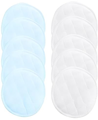 GHPKOTW 10 Stück Waschbare Stilleinlagen Wiederverwendbar Stilleinlagen Waschbare Bio Bambus Stilleinlagen Wiederverwendbare Brustpolste Für Stillen (Weiß Und Blau)