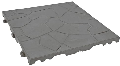 Maykoosh Interlocking Floor Tiles, 15x15 Inch, Pack of 4, Gray Stone Look