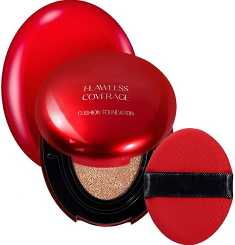 Cushion Foundation Full Coverage, Tinted Moisturiser Face Women Korean Makeup, Lightweight Breathable Hydrating Smoothing Color Correcting CC Cream Face Women