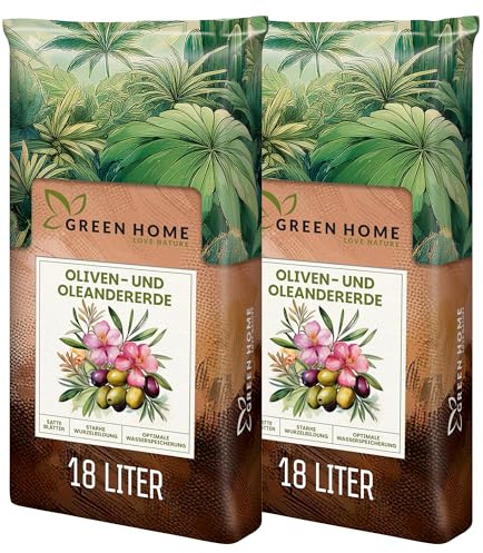 Green Home Terre pour Olivier & Laurier-Rose 36L – Terreau Premium pour Plantes Méditerranéennes | Engrais à Libération Lente | Perlite, Fibre de Coco & Humus | pour Pots, Bacs & Jardin, pH 5.9
