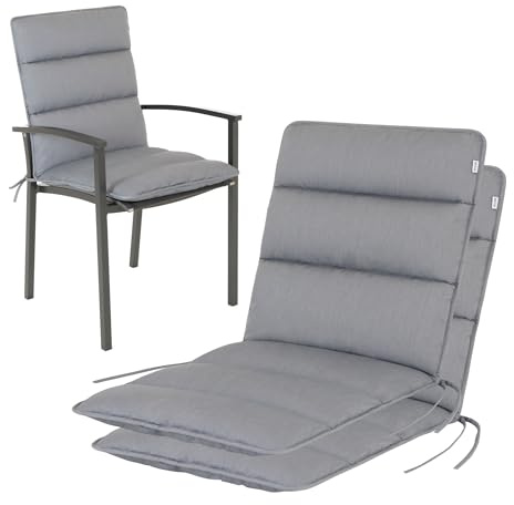 HAVE A SEAT Living Gartenstuhlauflagen 2er Set – Niedriglehner 100x48 cm – Ergonomisch & ca. 3 cm Dick – Wetterfest & Waschbar bis 95°C – Silbergrau | Serie Flair