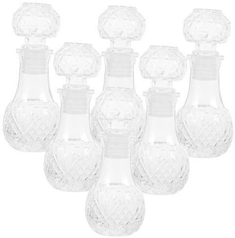 DONFAMDS Lot de 6 Bouteilles en Verre 50ml avec Bouchon, Carafes à Whisky Élégantes et Polyvalentes pour Dégustation de Vin et Bar à Domicile