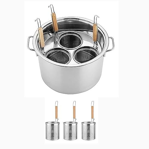 ERSINIAN Pentola per Pasta in Acciaio Inox Commerciale da 3/4/5 Fori, Set di Inserti con divisore e scolapasta per pentole da brodo per Cucina Domestica e Ristorante (Monocolore, 3 Fori)