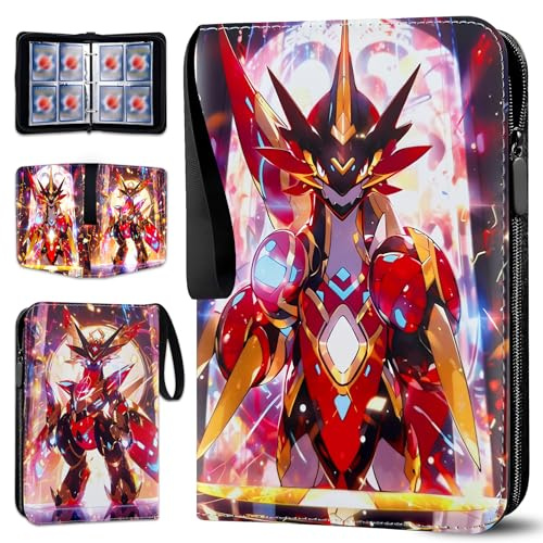 HUTRADE Raccoglitore Carte Album 400 Tasche, Album Carte Porta Carte 8 Tasche 50 Pagine, Impermeabile Album Carte Compatibile, Cerniera Album carte Grande per Carte Collezionabili Giochi Bambini