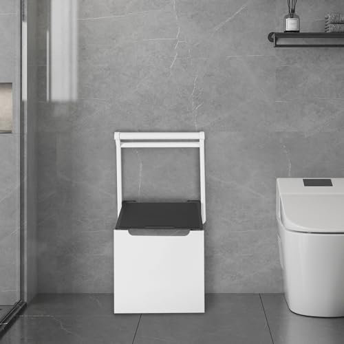 MJMLUCK Sedile per Doccia Pieghevole, Sedile per Doccia Pieghevole a Parete, Panca per Doccia Pieghevole, Sedia per Doccia Pieghevole in Metallo Dorato, capacità di carico 330 libbre (Bianco)