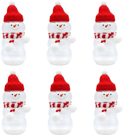 Ourdort 6 PCS Weihnachten Saftflaschen mit Mini Weihnachtsmützen Und Schal,Geschenkflasche für Saft Wassergetränke zum Befüllen Smoothie-500ml