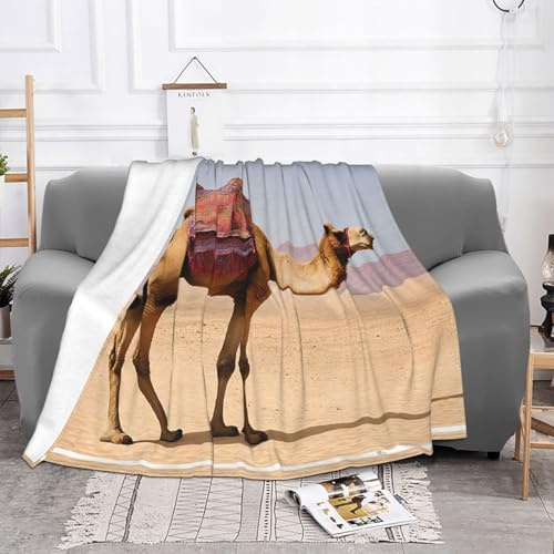 EZDLOWVBA Coperta in pile con stampa cammello color sabbia deserto, per divano e letto, accogliente, morbida, leggera, calda, per tutte le stagioni