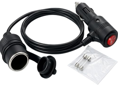Flomiara Zigarettenanzünder Verlängerungskabel mit Schalter Zigarettenanzünder mit Schalter 12V 24V Zigarettenanzünder Kabel mit LED und 15A Fused Adapter für Auto Motorrad