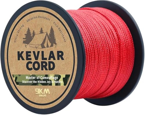 DWLIFE Kevlar - Sedal de pesca trenzado de 9 km, resistente a la abrasión y ignífugo, 200 lb-31 m/100 pies, multiusos Kevlar para cometa, cuerda de camping, accesorios de pesca, modelo de cohete (rojo