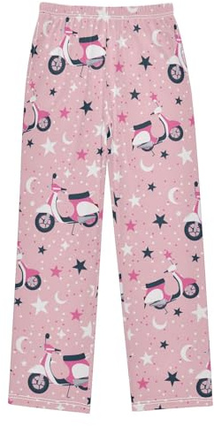 KICPOAY Pants for Boys Star Moon Motor Bike Elastic Waist Long Trousers with Pockets Active Athletic Pants M Multicoloured