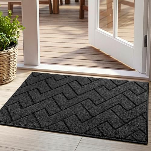 Tuocal Fußmatte Innen und Außen, Schmutzfangmatte 60 x 90 cm, Grau | Waschbar Fussmatt, Rutschfest & Saugstark, Leicht zu Reinigen, Schmutzfänger Türmatte Teppich für Eingang, Haustür, Balkon